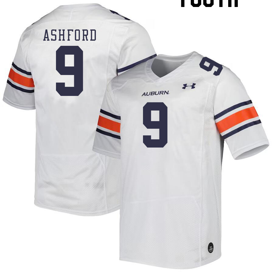 Youth #9 Robby Ashford Auburn Tigers College Football Jerseys Stitched-White - Click Image to Close